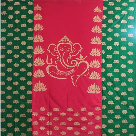 Buy Zestenter Golden Print Ganesh Backdrop Curtain For House Warming