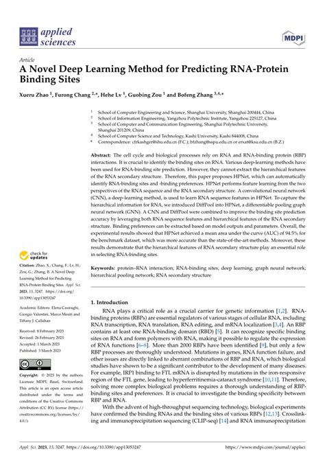 Pdf A Novel Deep Learning Method For Predicting Rna Protein Binding Sites