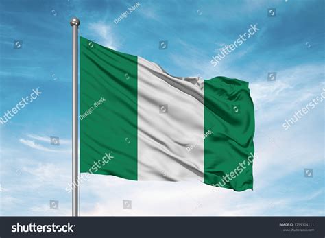 Nigeria National Flag Cloth Fabric Waving Stock Photo