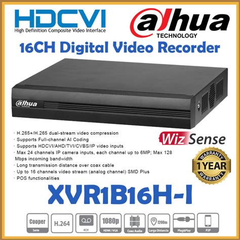 Dahua XVR1B16H I 16 Channels Penta Brid 1080N 720P Compact 1U 1HDD