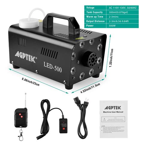 Fog Machine Agptek 500w Portable Led Smoke Machine With Lights Red