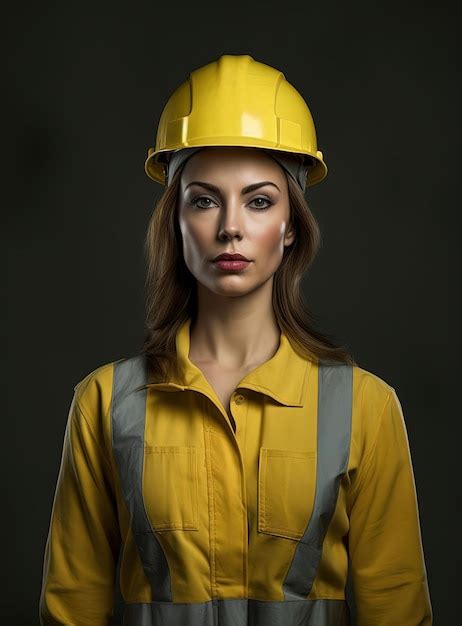 Premium Ai Image Female Construction Worker Wearing A Hard Hat In The