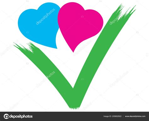 Check Mark Heart Love Vector Stock Vector By ©aratum 205802922