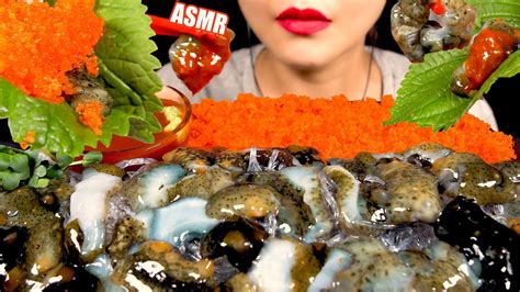 TOBIKO EGGS FLYING FISH ROE SEA CUCUMBER ASMR MUKBANG 날치알 해삼 리얼사운드