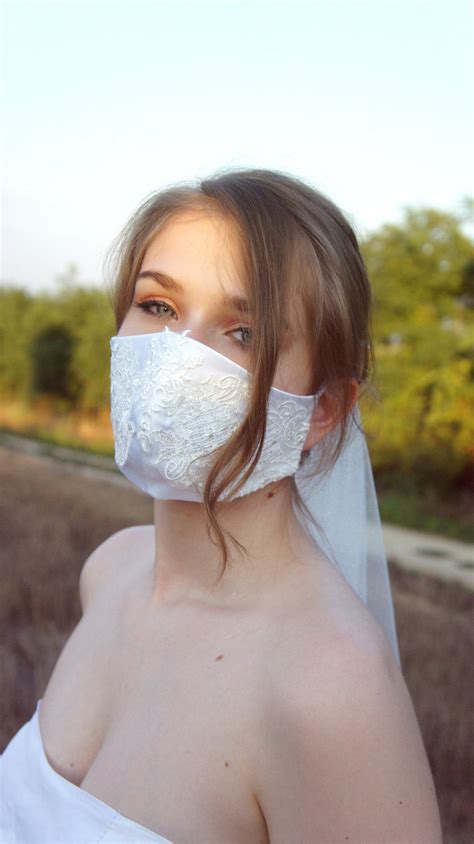 Bridal Lace Face Mask Lace Mask Bridal Accessories Satin Face Etsy