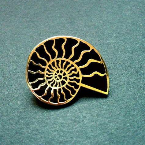 Ammonite Enamel Pin Lapel Pin St Hilda Of Whitby Fossil Black And