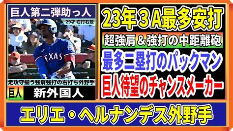 巨人が新外国人エリエ・ヘルナンデス外野手を獲得へ！23年マイナー最多安打＆最多二塁打王の中距離砲！！打点も稼げ起点も作れる待望のオール