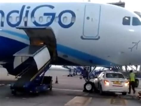 Tragedy Averted As Car Goes Under Indigo Plane Narrowly Escapes