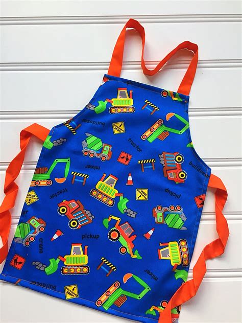 Construction Kid Smock Apron Kid Art Smock Boy Apron Child Etsy