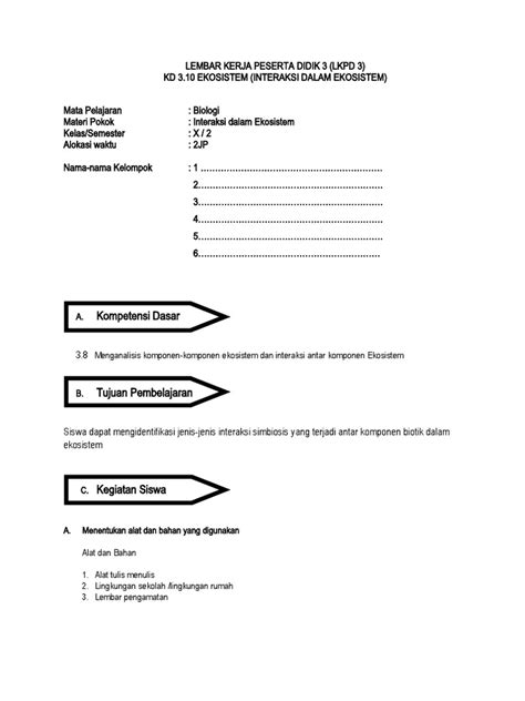 Lkpd 3 Ekosistem Interaksi Dalam Ekosistem 2 Pdf