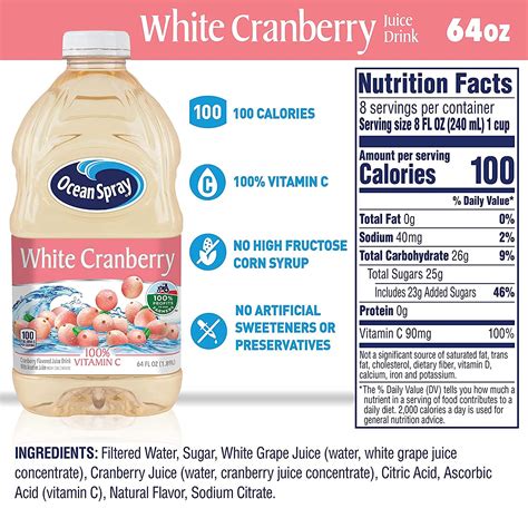 Ocean Spray Cranberry Juice Nutrition Label