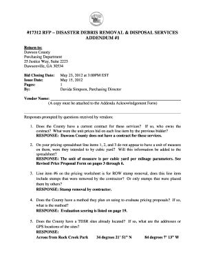 Fillable Online Dawsoncounty 17312 RFP DISASTER DEBRIS REMOVAL