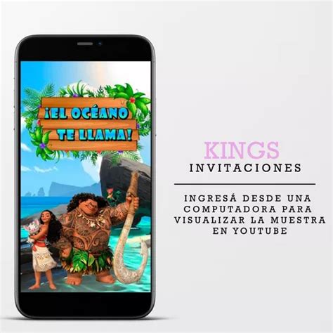 Video Invitación Digital Virtual Animada Moana Cumpleaños 1 500 en