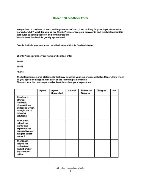 Free 12 Coaching Feedback Forms In Pdf Ms Word Excel