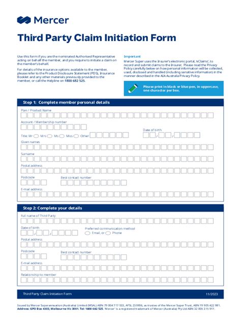 Fillable Online Third Party Claim Initiation Form This Form Is For