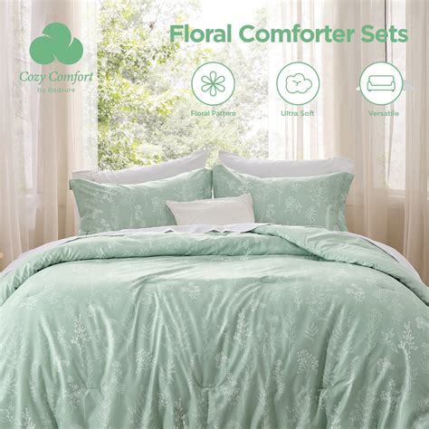 Cozy Comfort 3 Pieces Sage Green Floral Comforter Sets 1 Soft