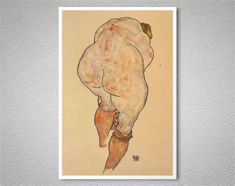 Standing Nude With A Patterned Robe By Egon Schiele Fine Art Print Expressionist Poster