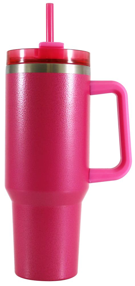 Mainstays 40 Oz Stainless Steel Tumbler With Straw And Handle Double Wall Insulated Pink