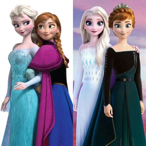 The Queens! Do you like Anna and Elsa better in their dresses from the first Frozen movie or the ...