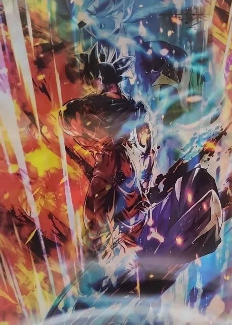 AFFICHE LENTICULAIRE HOLOGRAPHIQUE 3D ULTRA INSTINCT Goku FLAMING Jiren