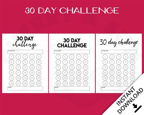 Day Challenge Set Of Printable Tracker New Habit Etsy