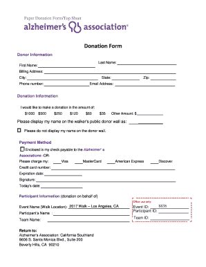 Fillable Online Act Alz Donation Form Alzheimer S Association Fax