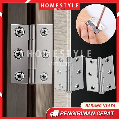 Jual Stainless Hinges Engsel Pintu Jendela Tebal Set Silver