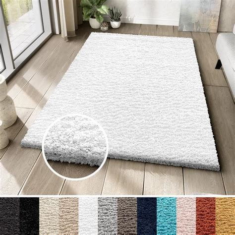 TAPISO Tapis Salon Shaggy Poil Long ESSENCE Crème Unicolore