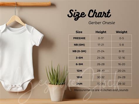 Gerber Size Chart, Onesie Size Chart, Infant Size Chart, Bodysuit Size ...