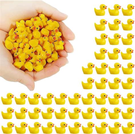 Gehanico Lot de 100 Mini Canards Miniatures en résine Jaune pour