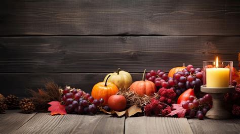 Premium AI Image Rustic Wooden Table Adorned With Seasonal Fruits