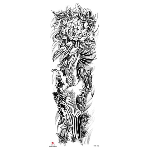 Full Arm Temporary Tattoo Wolf Lion Fish Horns Geometric Man Body Leg