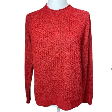 Kohl’s Women’s Red Cable Knit Pullover Sweater Medium | eBay