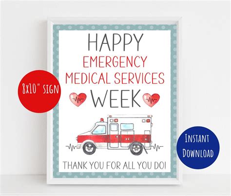 Emergency Medical Services Week Ems Week Sign 8x10 Etsy