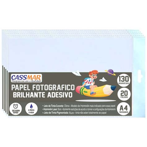 Papel Fotogr Fico Adesivo A Brilhante G Cassmar Folhas Submarino