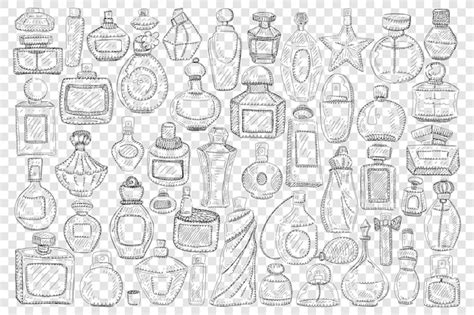 Premium Vector Bottles With Perfume Doodle Set Illustration