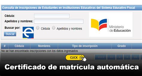 Certificado De Matrícula Automática Del Ministerio De Educación Por