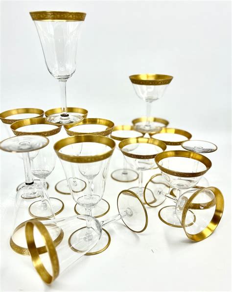 Tiffin Franciscan 24k Gold Encrusted Vintage Wine Glasses Sold In Sets Of 4 Etsy