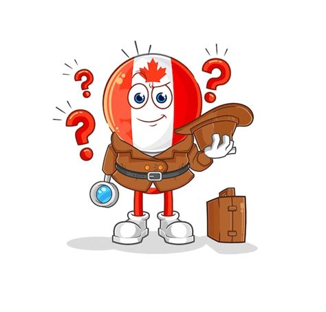 Premium Vector Canada Flag Head Detective Vector Cartoon Character