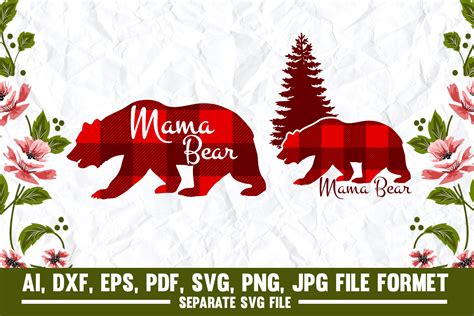 Buffalo Plaid Mama Bear Svg Buffalo Plaid Png Pattern Svg Inspire