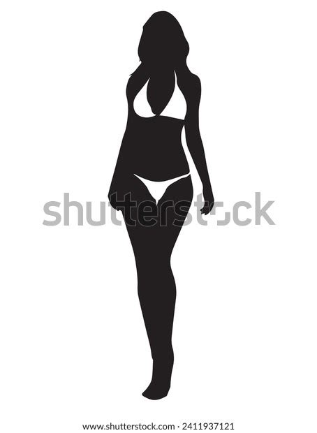 Silhouette Woman Bikini Beautiful Figure Outline Stock Vector Royalty