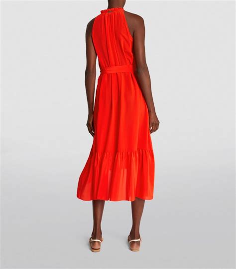 Womens Heidi Klein Red Silk Tiered Midi Dress Harrods Uk