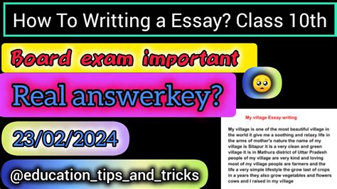 How To Writing Essay 10th Class Board Exam Important 2024 How To