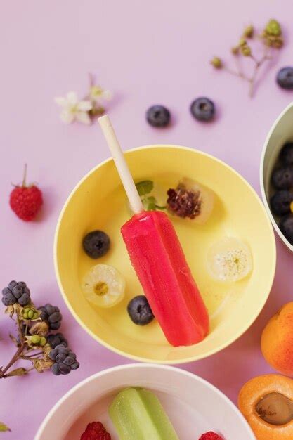 Premium Photo Colorful Popsicles In Bowls Close Up