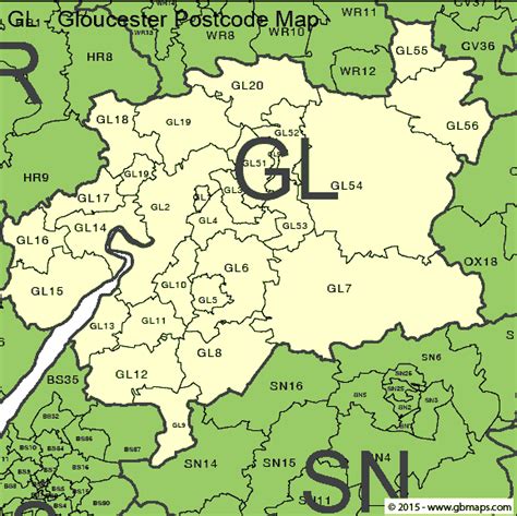 gloucester Postcode Area and District Maps in Editable Format