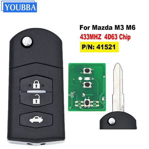 YOUBBA 2 Buttons Folding Flip Remote Key 433MHZ With 4D63 Chip Keyless