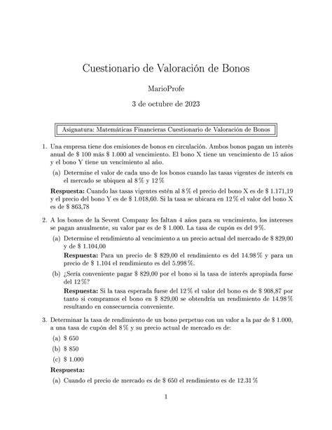 Guía Resuelta de Valoración de Bonos Guía 04 MarioProfe