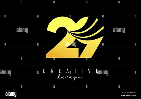 Golden Creative number 29 2 9 logo with leading lines and road concept ...