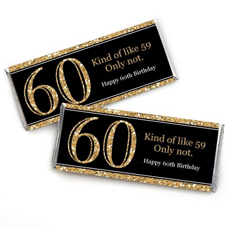 Big Dot Of Happiness Adult 60th Birthday Gold Candy Bar Wrappers