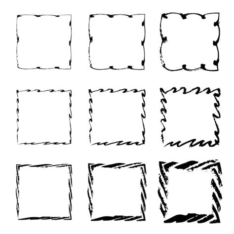 Premium Vector Set Of Grunge Square Black Square Shape Borders Set Of